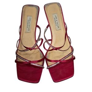 Lord & Taylor Burgundy Satin Heels with Glitter Straps